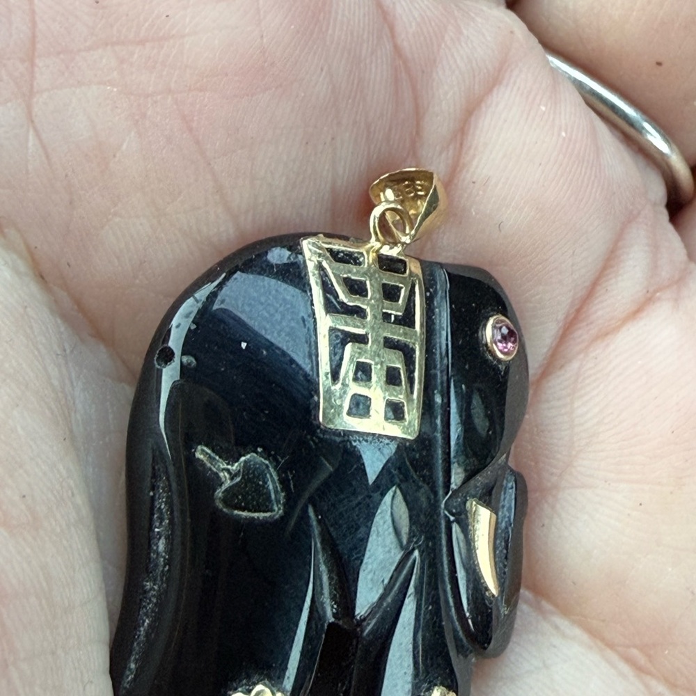 Black and Gold Elephant Pendant - Picture 2 of 5
